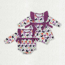 Load image into Gallery viewer, Sibling Baby Girls Halloween Colorful Bows Rompers Dresses

