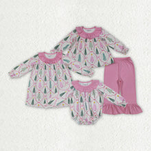 Load image into Gallery viewer, Sibling Baby Girls Christmas Trees Bows Rompers Dresses Outfits
