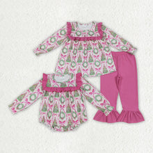Load image into Gallery viewer, Sibling Baby Girls Christmas Trees Bows Rompers Outfits Sets
