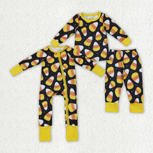 Load image into Gallery viewer, Sibling Baby Kids Black Halloween Candy Rompers Pajamas
