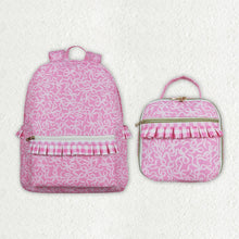 Load image into Gallery viewer, Sibling Baby Girls Pink Bows Ruffle School Bags Lunch Boxes
