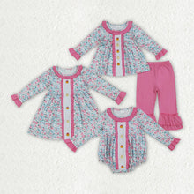 Load image into Gallery viewer, Sibling Embroidery Baby Girls Floral Turkey Pumpkins Rompers Dresses Sets
