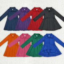 Load image into Gallery viewer, Sibling 8 Colors Baby Girls Long Sleeves Zipper Yoga Knee Length Dresses
