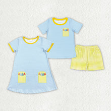 Load image into Gallery viewer, Baby Girls Back To School Boys Sibling Dresses Summer Sets

