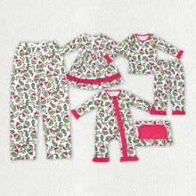 Load image into Gallery viewer, Family Christmas Green Face Hearts Pajamas Holiday Wear
