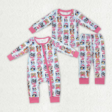 Load image into Gallery viewer, Sibling Baby Girls Christmas Dogs Pink Rompers Pajamas
