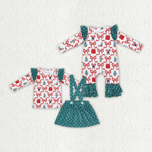 Load image into Gallery viewer, Sibling Baby Girls Christmas Bows Gifts Skirt Rompers Clothes Sets
