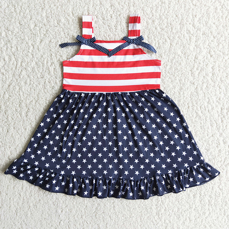 4th of July Stripe star knee length dresses