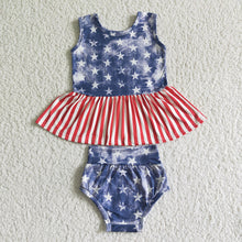 Load image into Gallery viewer, 4th of July start stripe bummie sets
