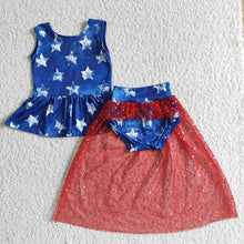 Load image into Gallery viewer, Baby girls 4th of july star bummie tutu sets
