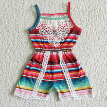 Load image into Gallery viewer, Stripe lace romper
