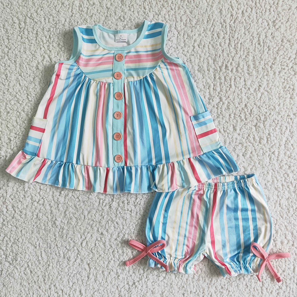 Baby girls colorful stripe summer shorts sets