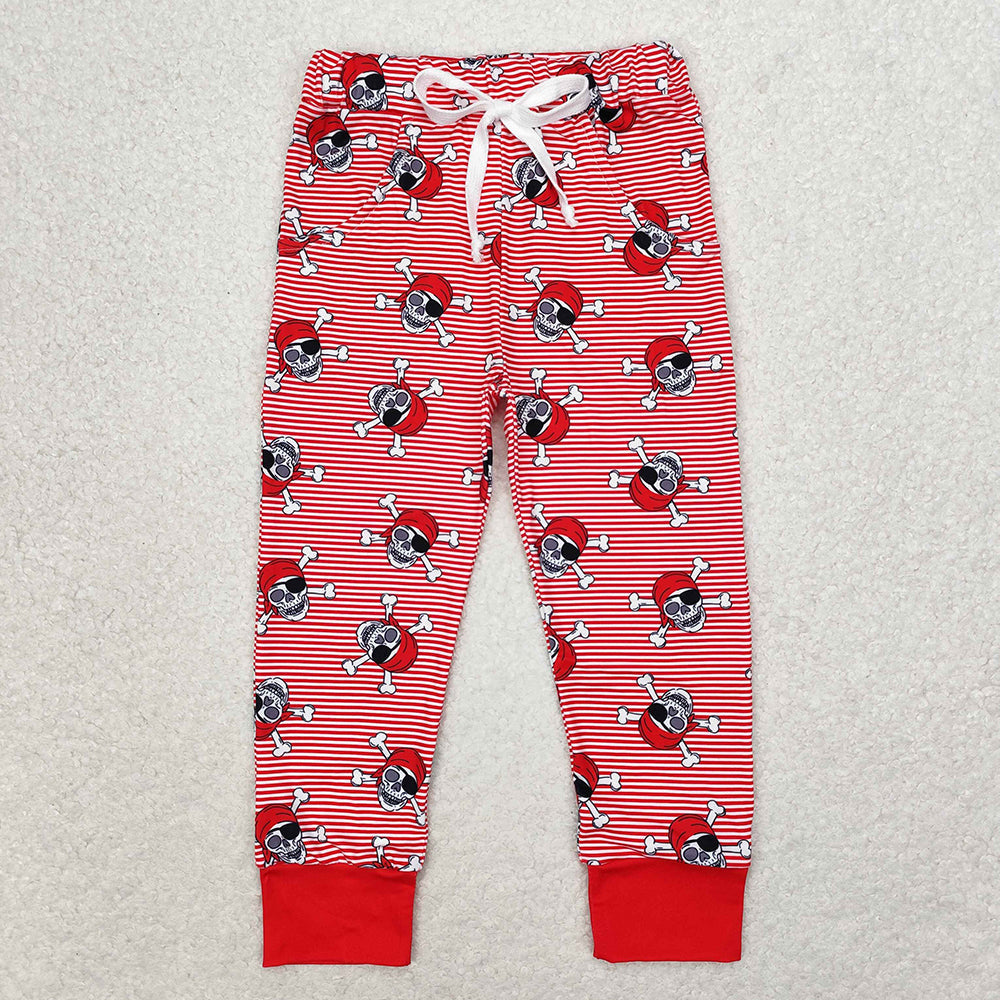 Baby Boys Halloween Red Stripes Skulls Pants