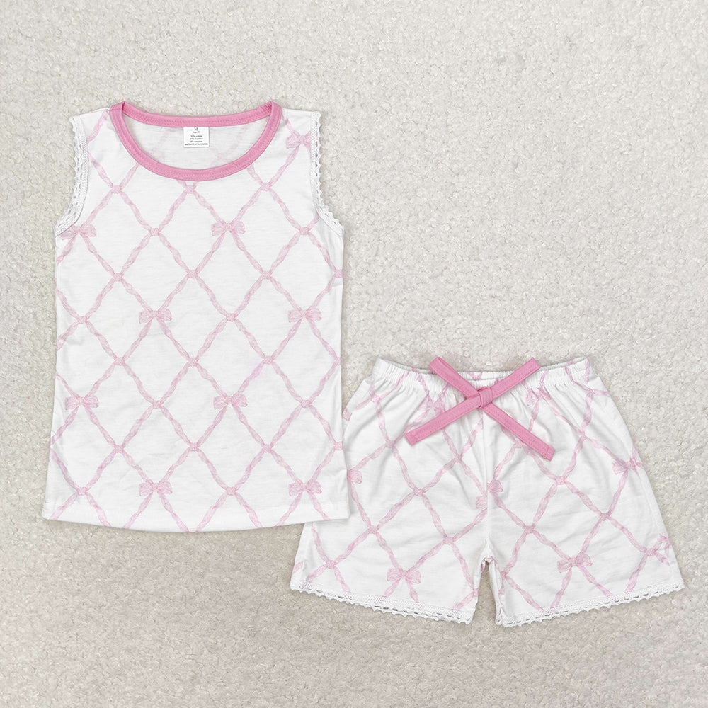 Baby Girls Bamboo Pink Bows Shirt Ruffle Shorts Clothes Sets