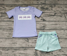 Load image into Gallery viewer, Baby Boys Blue Crabs Shirt Green Stripes Shorts Clothes Sets
