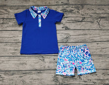 Load image into Gallery viewer, Baby Boys Blue Floral Shirt Top Shorts Clothes Sets
