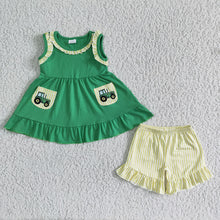 Load image into Gallery viewer, Baby girls tractor summer pocket sets
