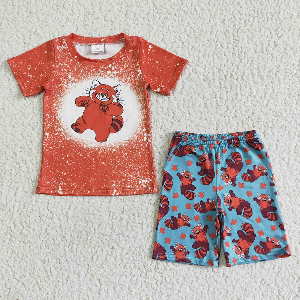 Baby boy cartoon red shorts sets