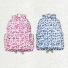 Load image into Gallery viewer, Two Colors Sibling Baby Girls Pink Blue Bows Backpacks Bags
