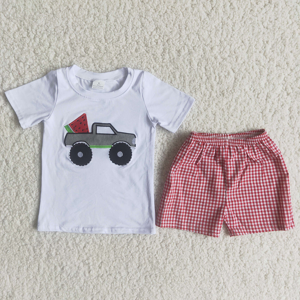 Watermelon tractor plaid outfits