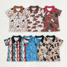 Load image into Gallery viewer, Baby Boys Western Sibling Brother Short Sleeve Buttons Pullovers Shirts
