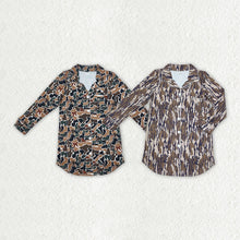 Load image into Gallery viewer, Adult Women Camo Fall Buttons Tops Pajamas Lounge Wear
