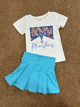 Load image into Gallery viewer, Baby Girls Western Rhinestone Shirt Aqua Pleated Skorts Yoga Active Sets
