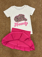 Load image into Gallery viewer, Baby Girls Western Howdy Shirt Hotpink Pleated Skorts Yoga Active Sets
