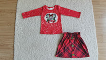 Load and play video in Gallery viewer, Christmas red shirt skirt sets
