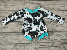 Load image into Gallery viewer, Baby cow blue leopard rompers
