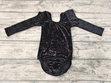Load image into Gallery viewer, Baby girls Black Velvet Long Sleeve Leotards Rompers
