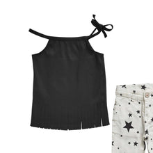 Load image into Gallery viewer, Baby Girls Black Halter Top Stars Denim Pants Clothes Sets
