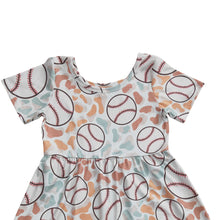 Load image into Gallery viewer, Baby Girls Baseball Short Sleeve Knee Length Dresses
