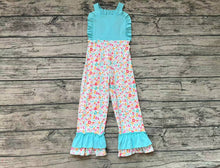 Load image into Gallery viewer, Baby Girls Blue Leopard Straps Ruffle Pants Jumpsuits
