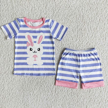Load image into Gallery viewer, Easter girls pink stripe shorts sets
