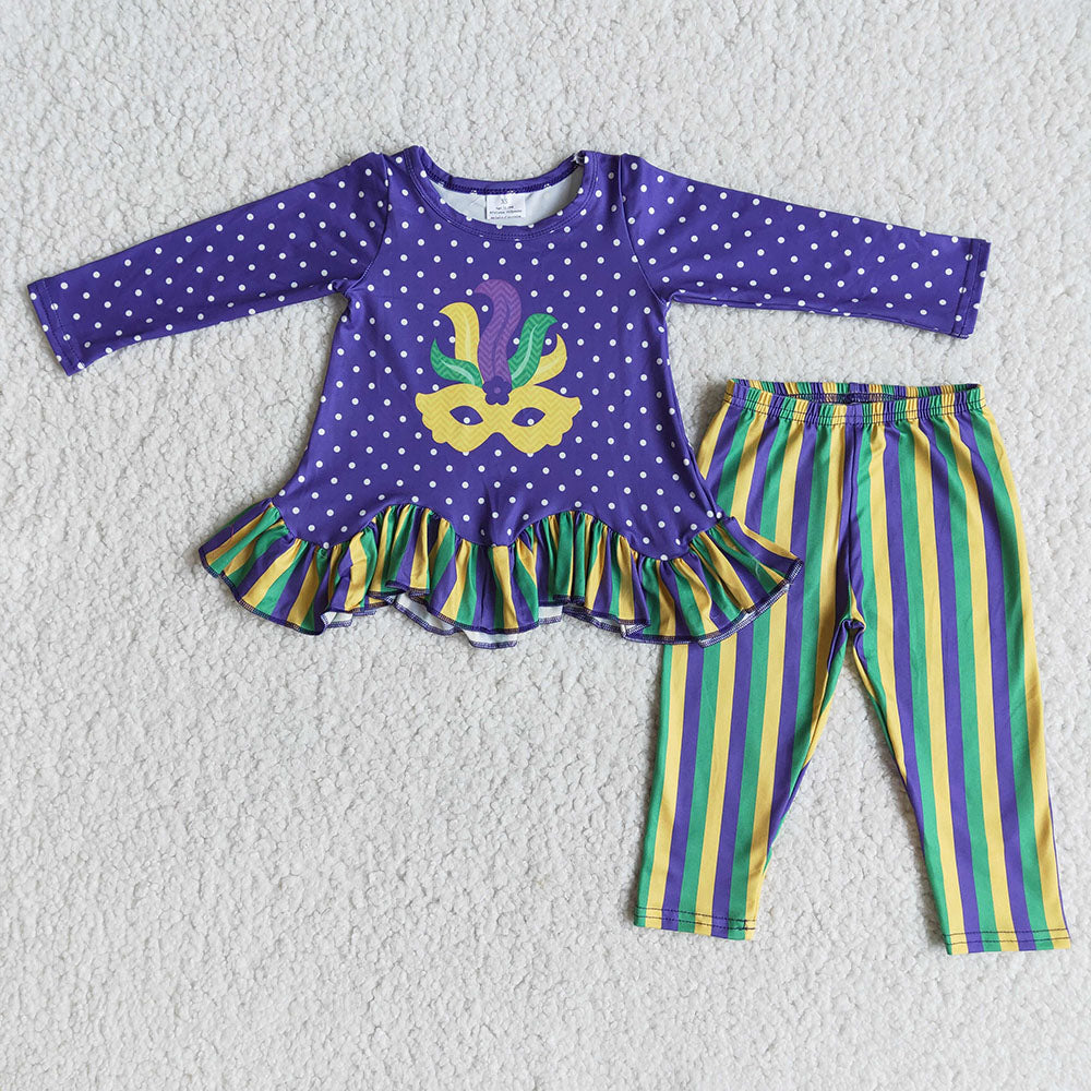 Mardi Gras Wave ruffle tunic legging sets