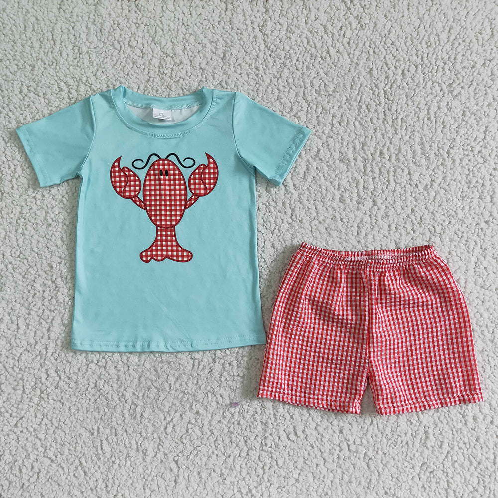 Boys Lobster summer digital print shorts sets