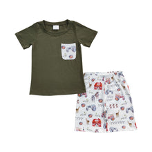 Load image into Gallery viewer, Baby Boys Farm Green Top Pocket Summer Shorts Clothes Sets
