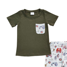 Load image into Gallery viewer, Baby Boys Farm Green Top Pocket Summer Shorts Clothes Sets
