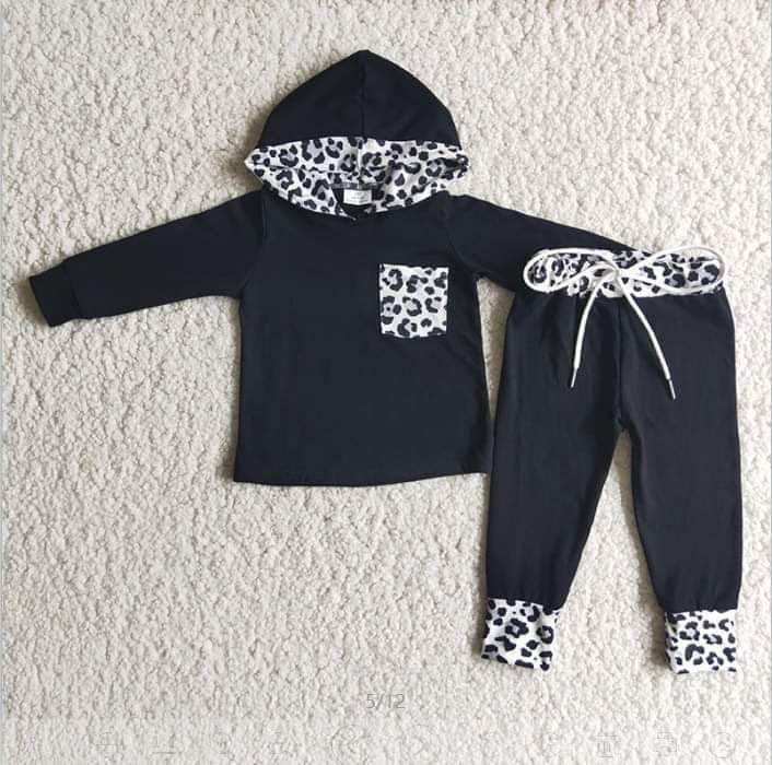 Black leopard hoodie set 2