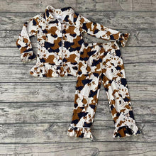 Load image into Gallery viewer, Girls Cow print button up pajamas
