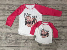 Load image into Gallery viewer, Baby girls bless your heart valentines raglan(mommy and me)
