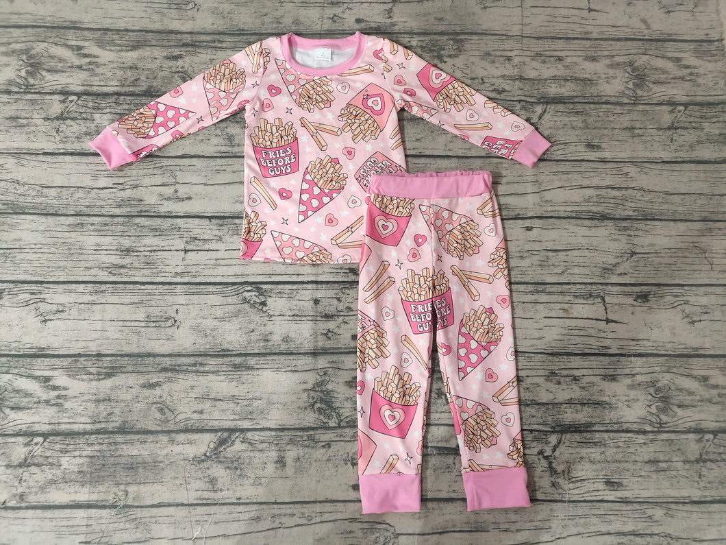 Baby Girls Valentines fries pajamas pink sets