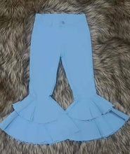 Load image into Gallery viewer, Baby Girls blue double ruffle denim jeans pants
