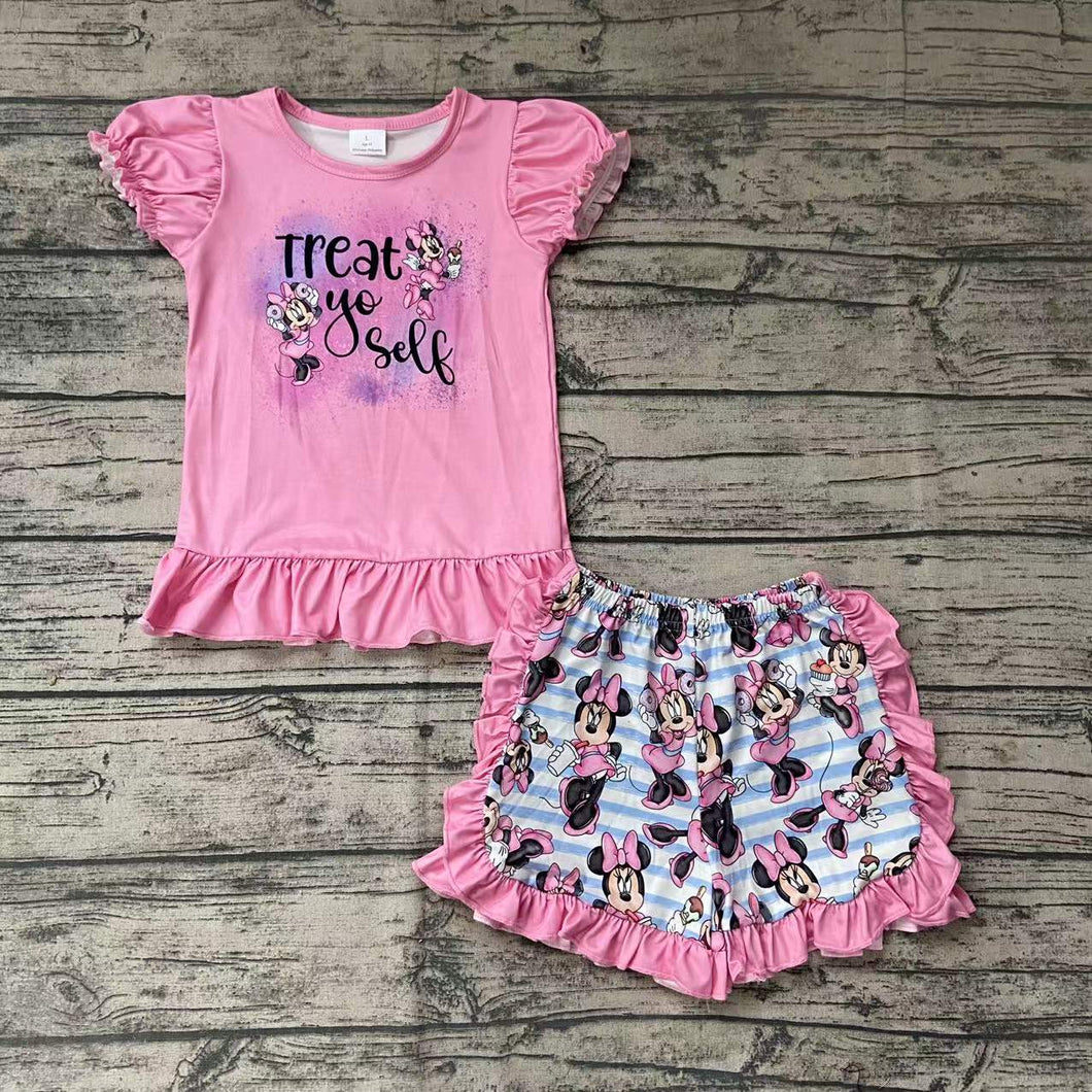 Baby girls pink treat yourself shorts sets preorder