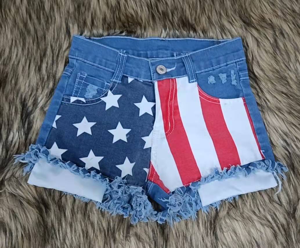 Baby Girls 4th of july summer denim star shorts