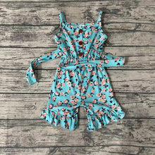 Load image into Gallery viewer, Baby girls blue floral summer strap Jumpsuits
