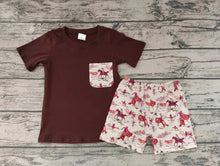 Load image into Gallery viewer, baby boys horse western pocket summer shorts sets
