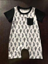 Load image into Gallery viewer, Baby boys summer cactus black rompers
