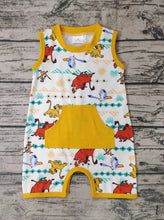 Load image into Gallery viewer, Baby boys summer lion rompers
